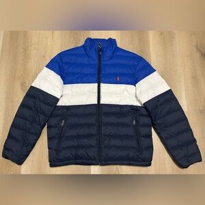 Ralph Lauren Men's Blue, White, and Navy Puffer Jacket